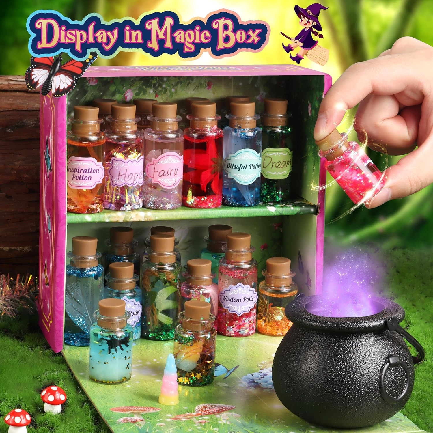 Fairy Potion Craft Kit with 20 Potion Bottles and Display Case