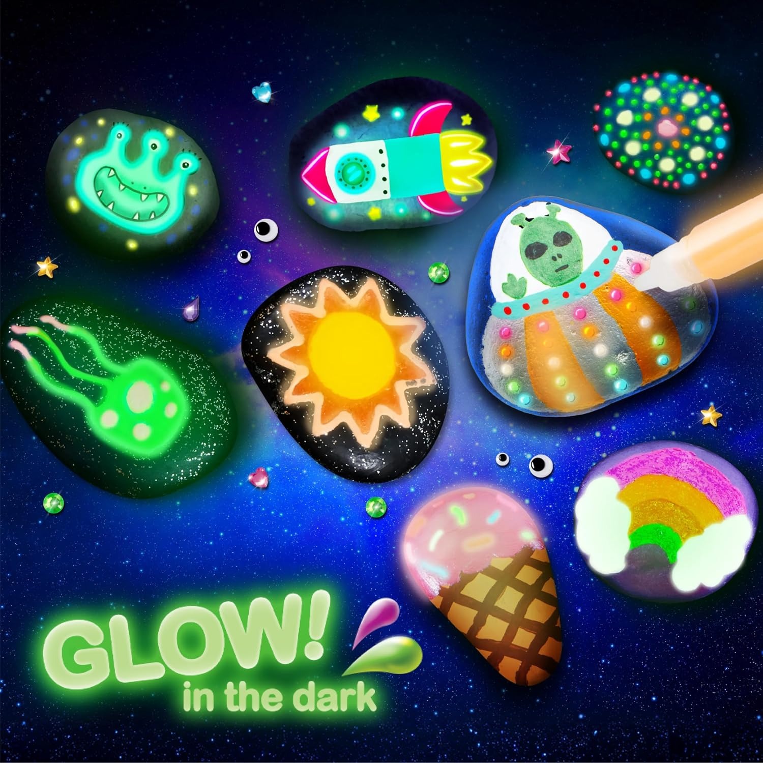 Glow in the Dark Rock Painting Kit for Kids