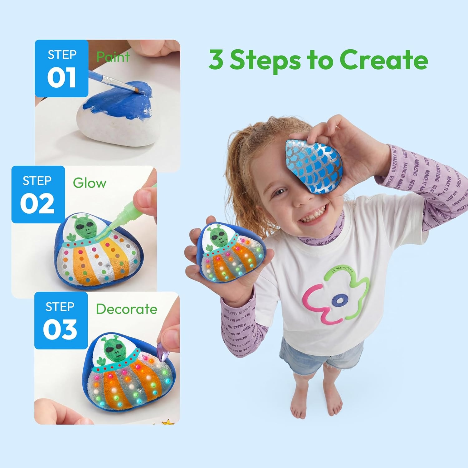 Glow in the Dark Rock Painting Kit for Kids