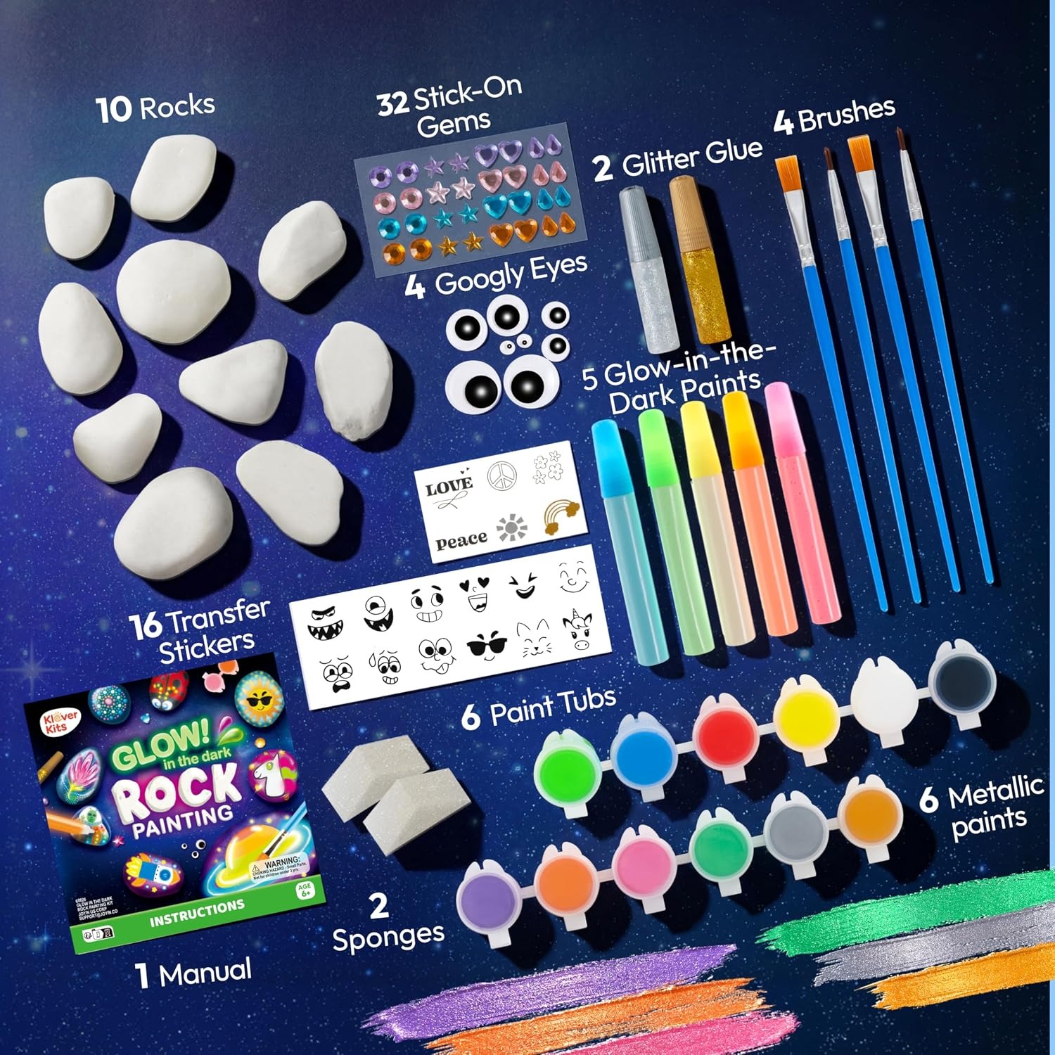 Glow in the Dark Rock Painting Kit for Kids