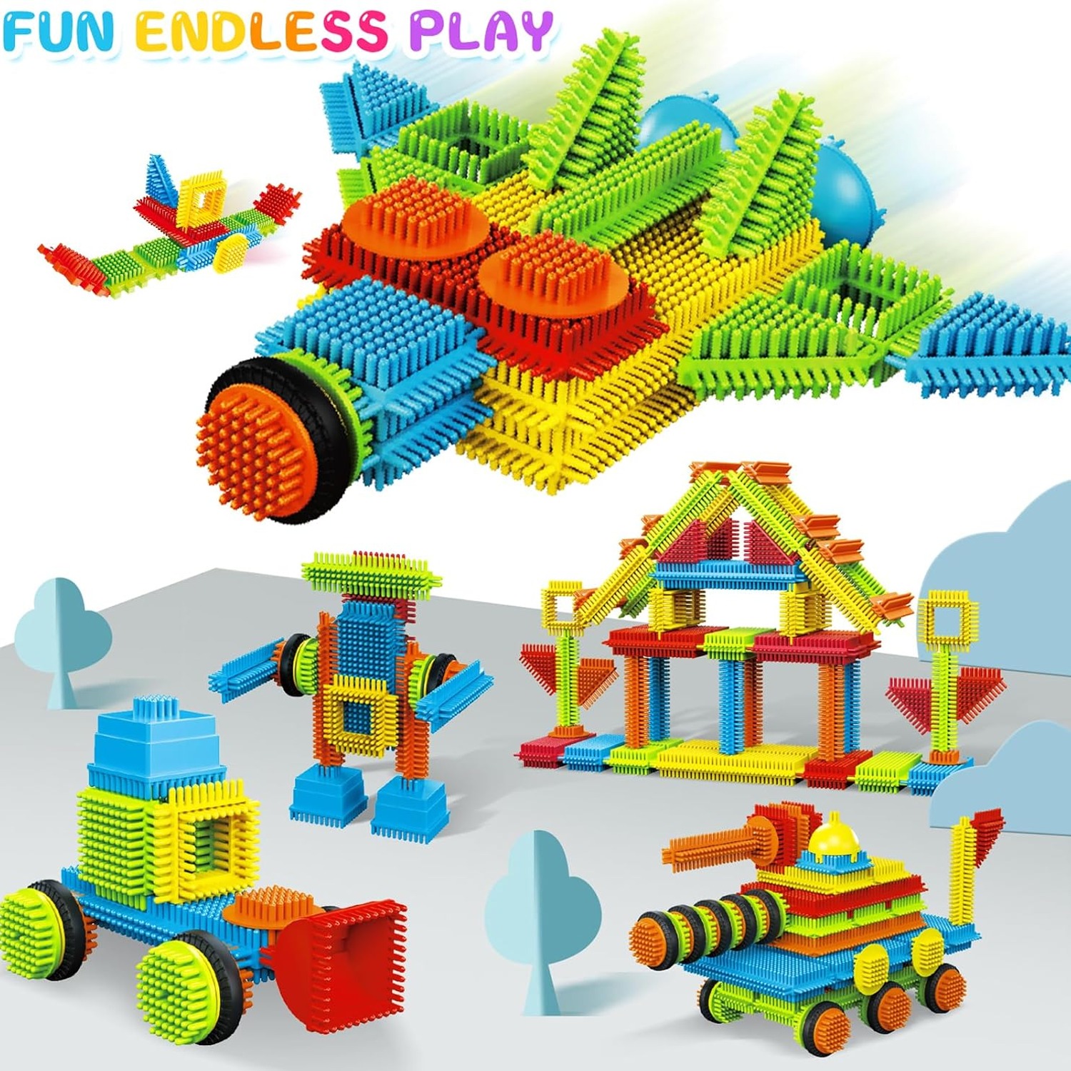 108-Piece Bristle Building Blocks Set