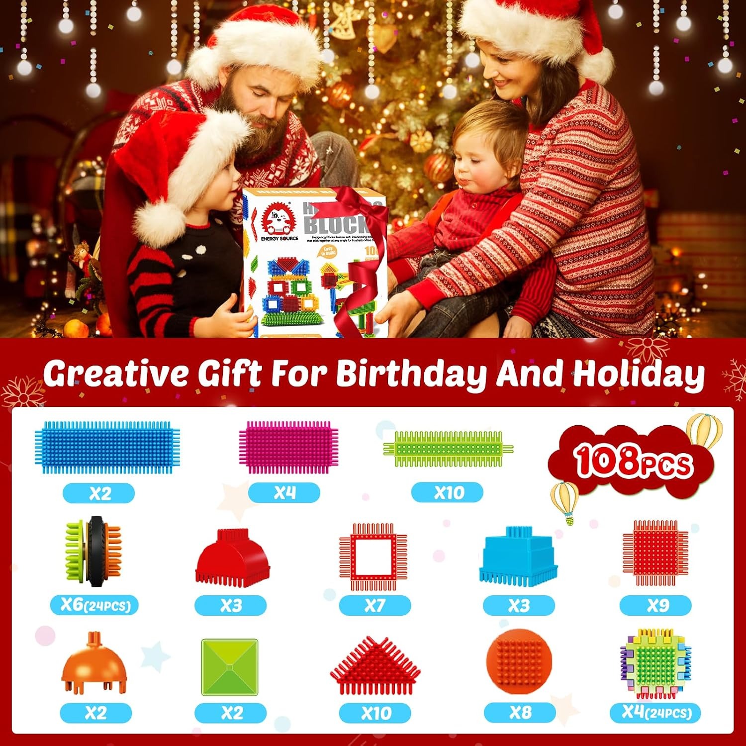 108-Piece Bristle Building Blocks Set