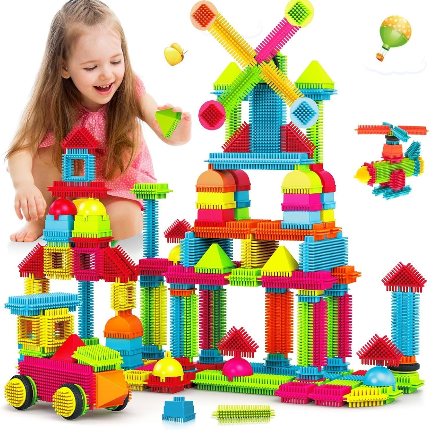 108-Piece Bristle Building Blocks Set