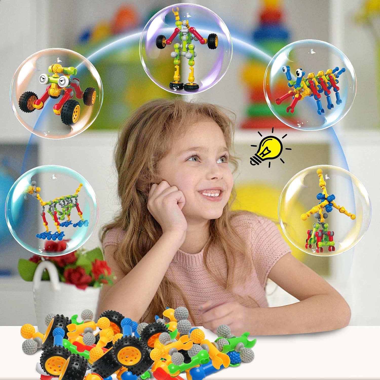 215-Piece STEM Building Blocks Set with Storage Box