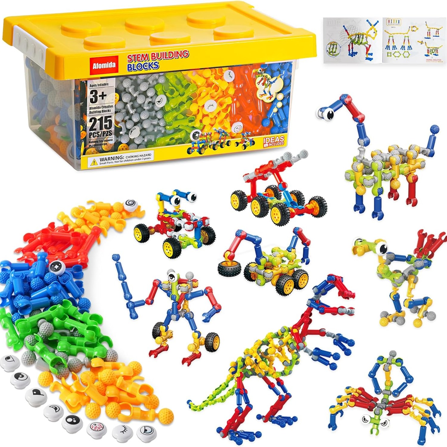215-Piece STEM Building Blocks Set with Storage Box