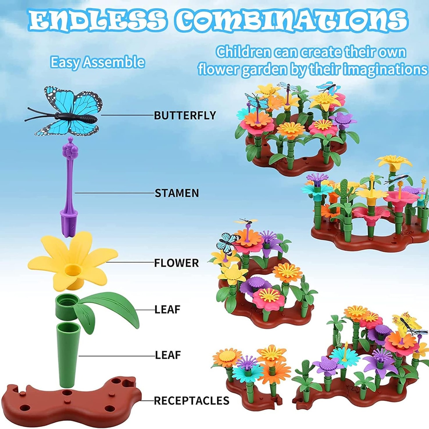 224-Piece Flower Garden Building Set: image 2
