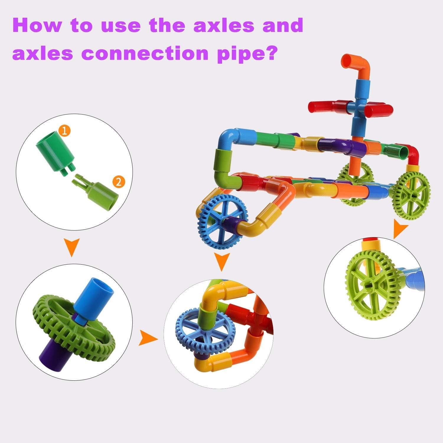 188 Piece Tube Building Set with Wheels and Storage Tub: image 7