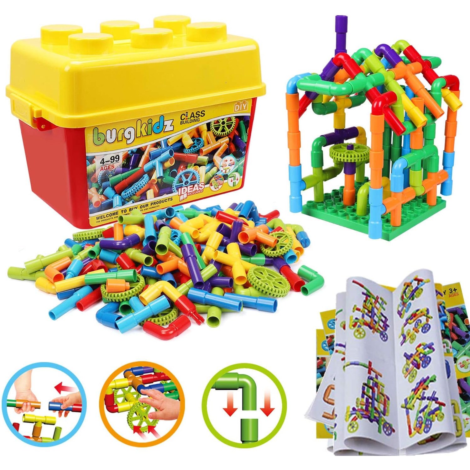 188 Piece Tube Building Set with Wheels and Storage Tub: image 8