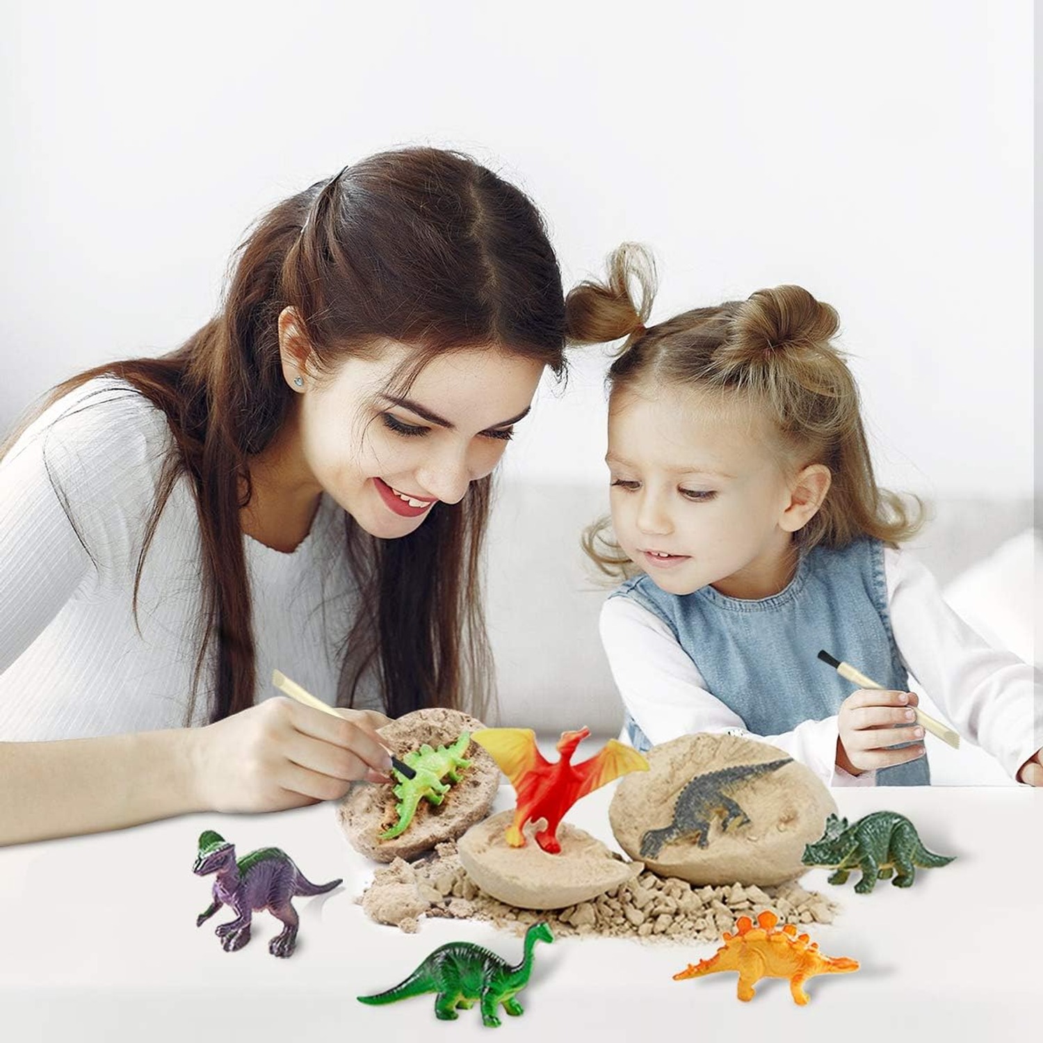 12 Pack Dinosaur Egg Dig Kit with Tools and Learning Cards