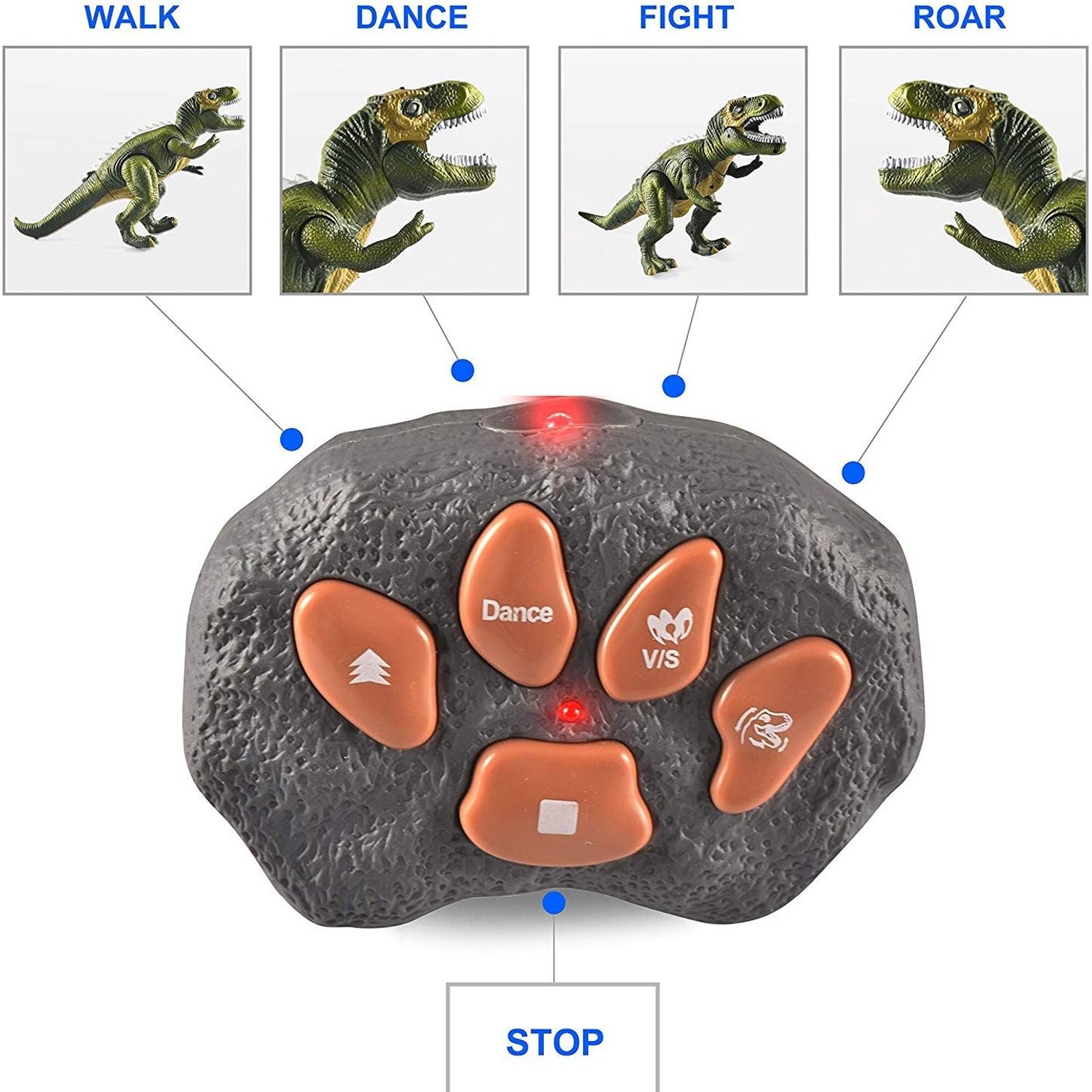 Remote Control Walking Dinosaur with Lights and Roar