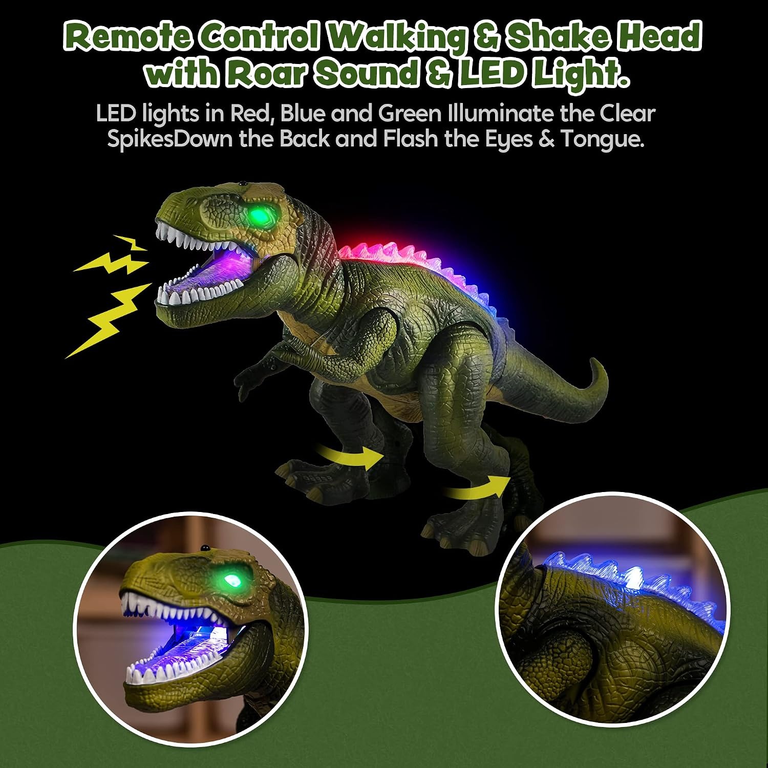 Remote Control Walking Dinosaur with Lights and Roar