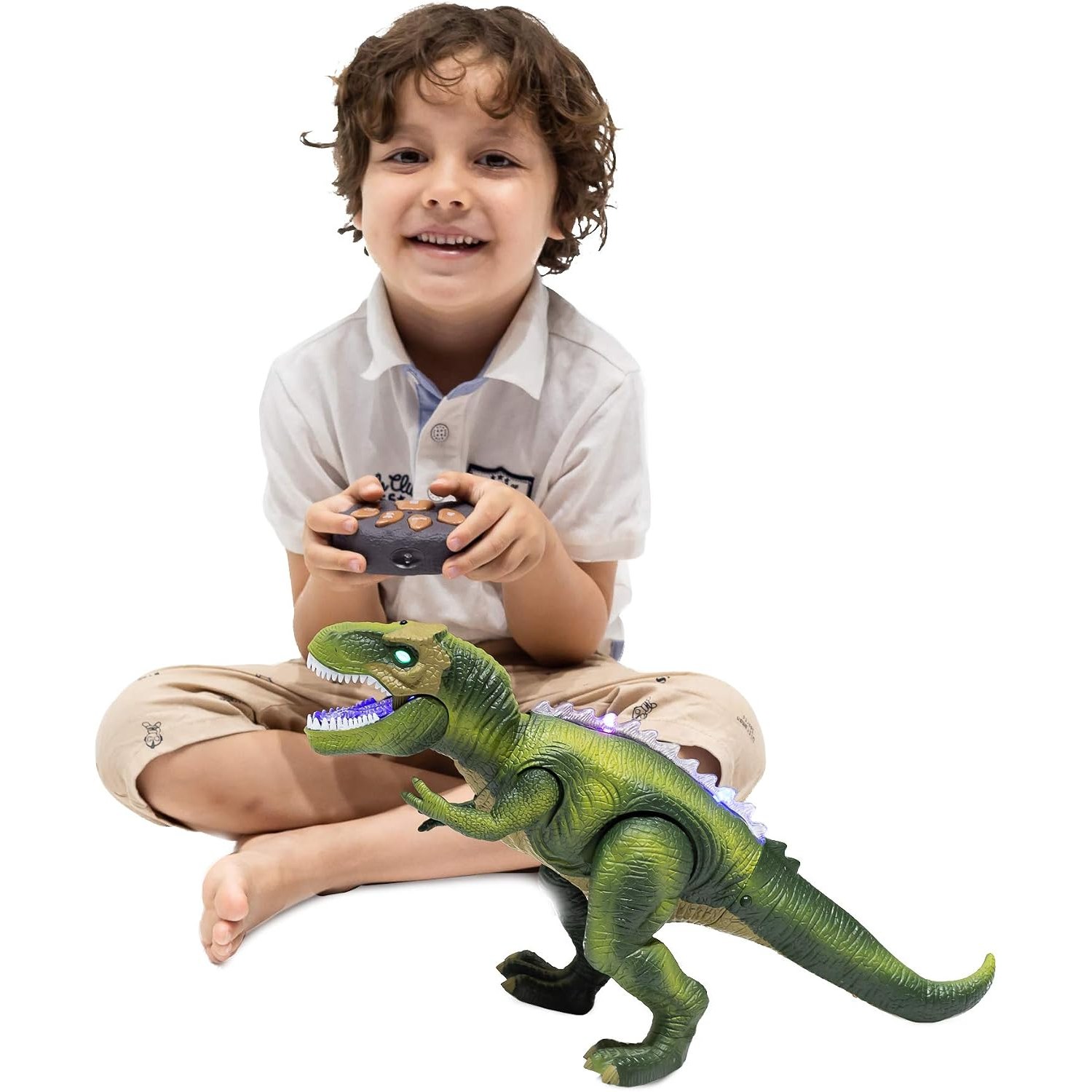 Remote Control Walking Dinosaur with Lights and Roar
