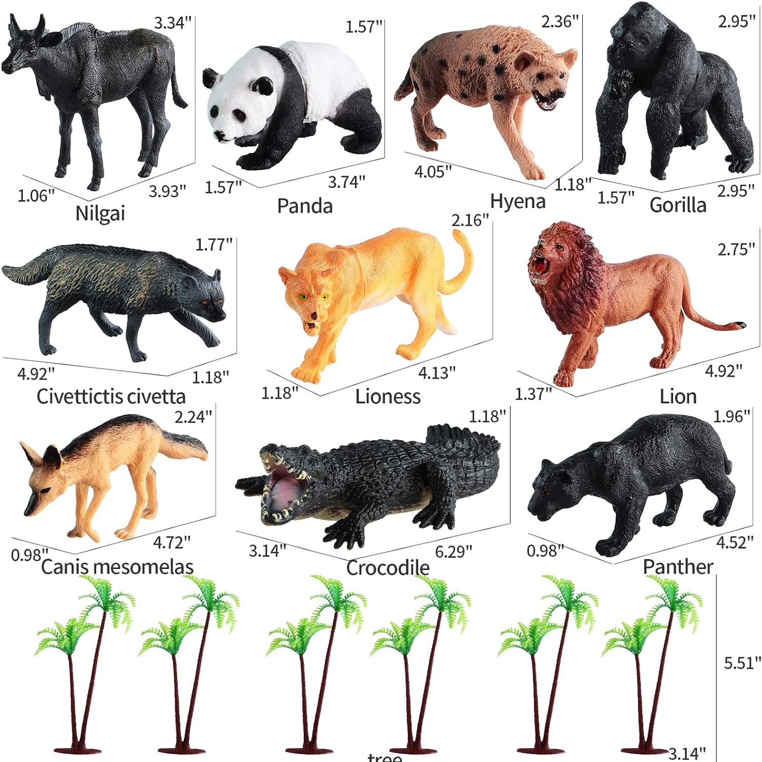 31 Piece Safari Animal Playset with Trees and Carry Box: image 3