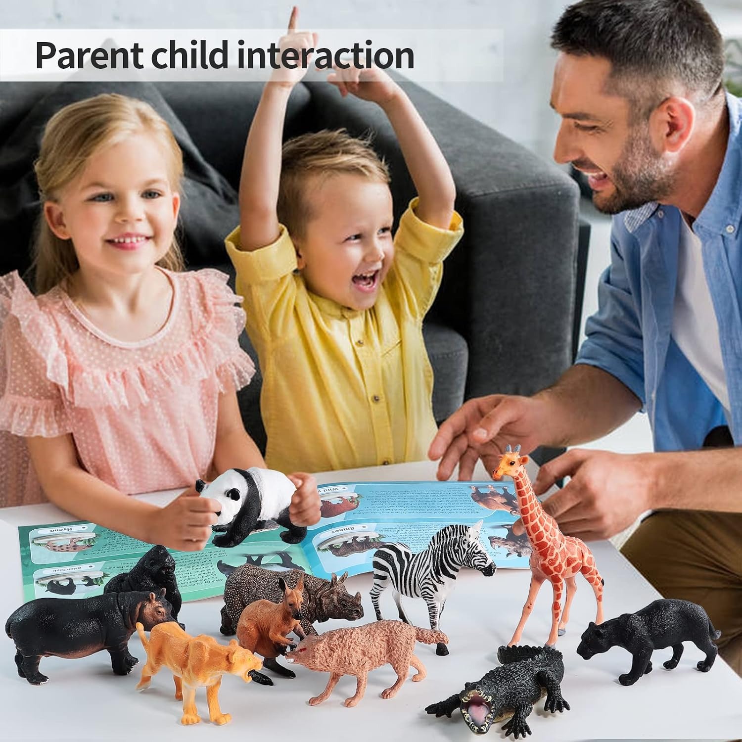 31 Piece Safari Animal Playset with Trees and Carry Box: image 5