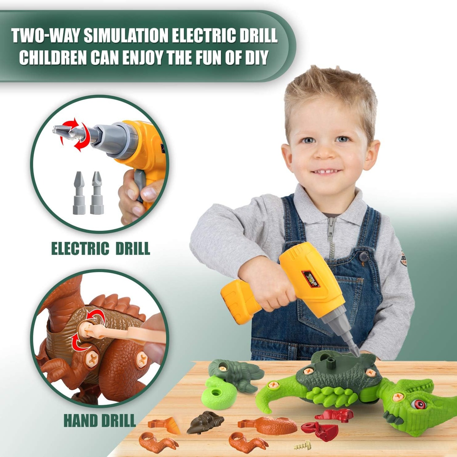 Take Apart Dinosaur Toys Set with Electric Drill