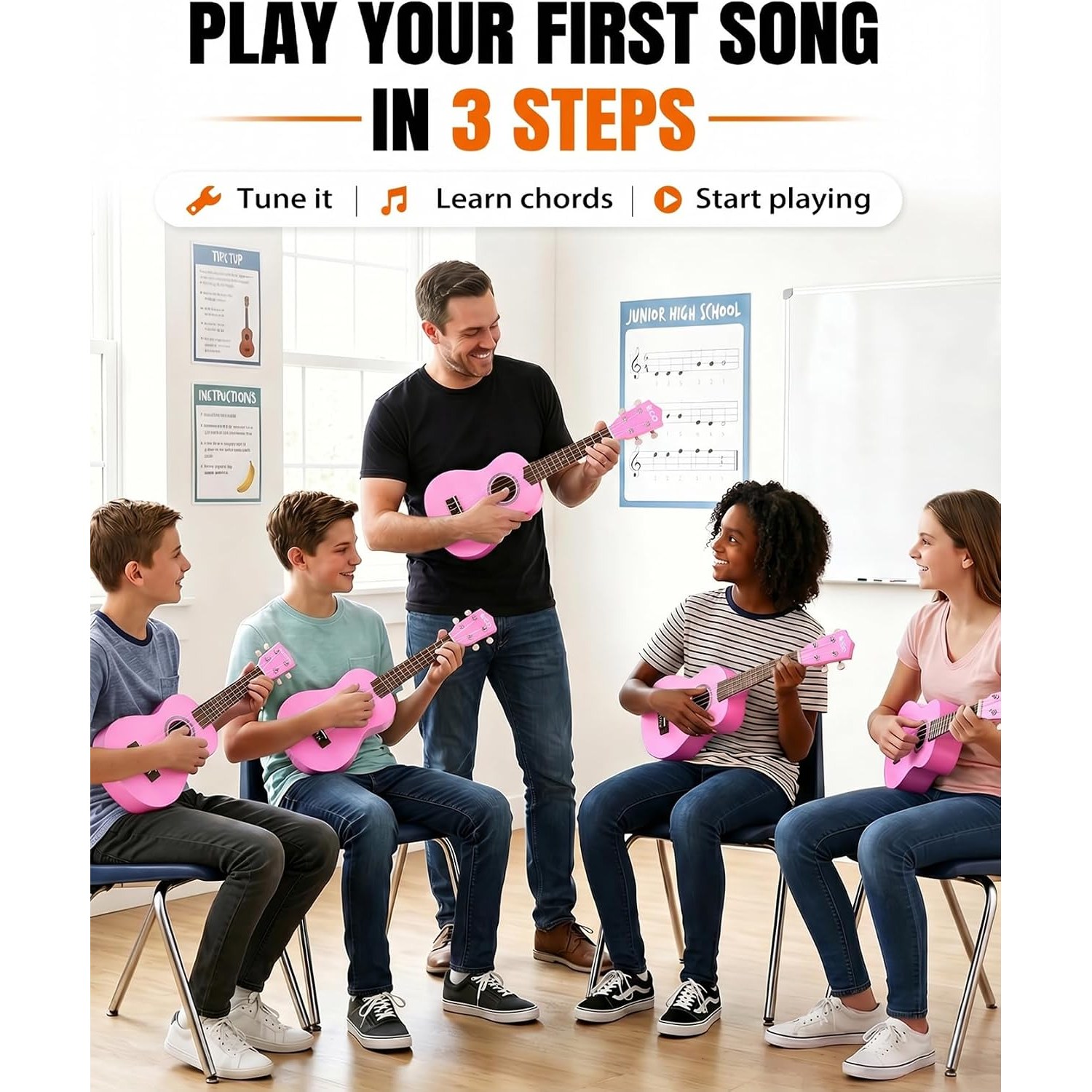 Soprano Ukulele Beginner Kit with Case, Tuner, Strap and Picks: image 2