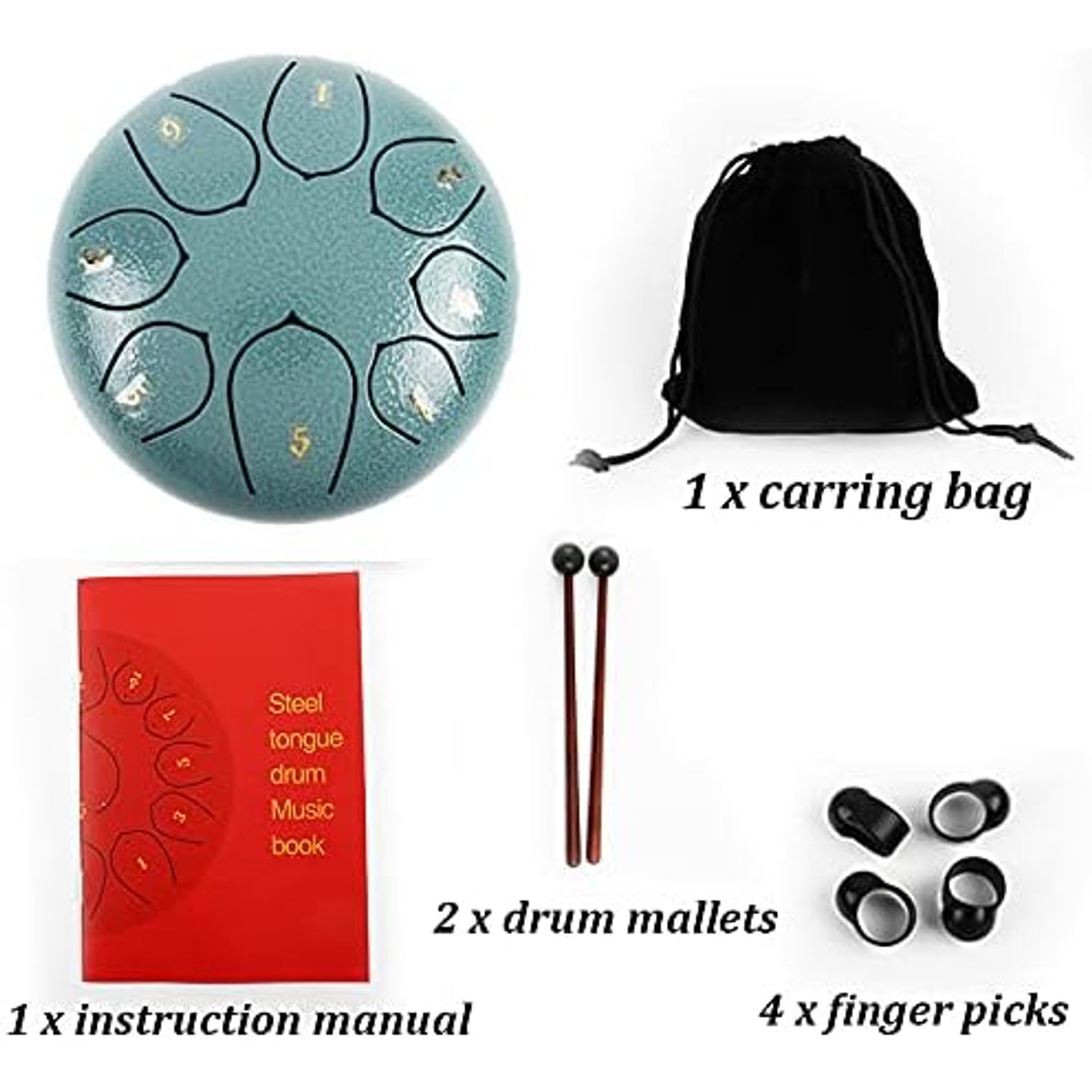 6 Inch Steel Tongue Drum with 8 Notes, Mallets and Carry Bag: image 7