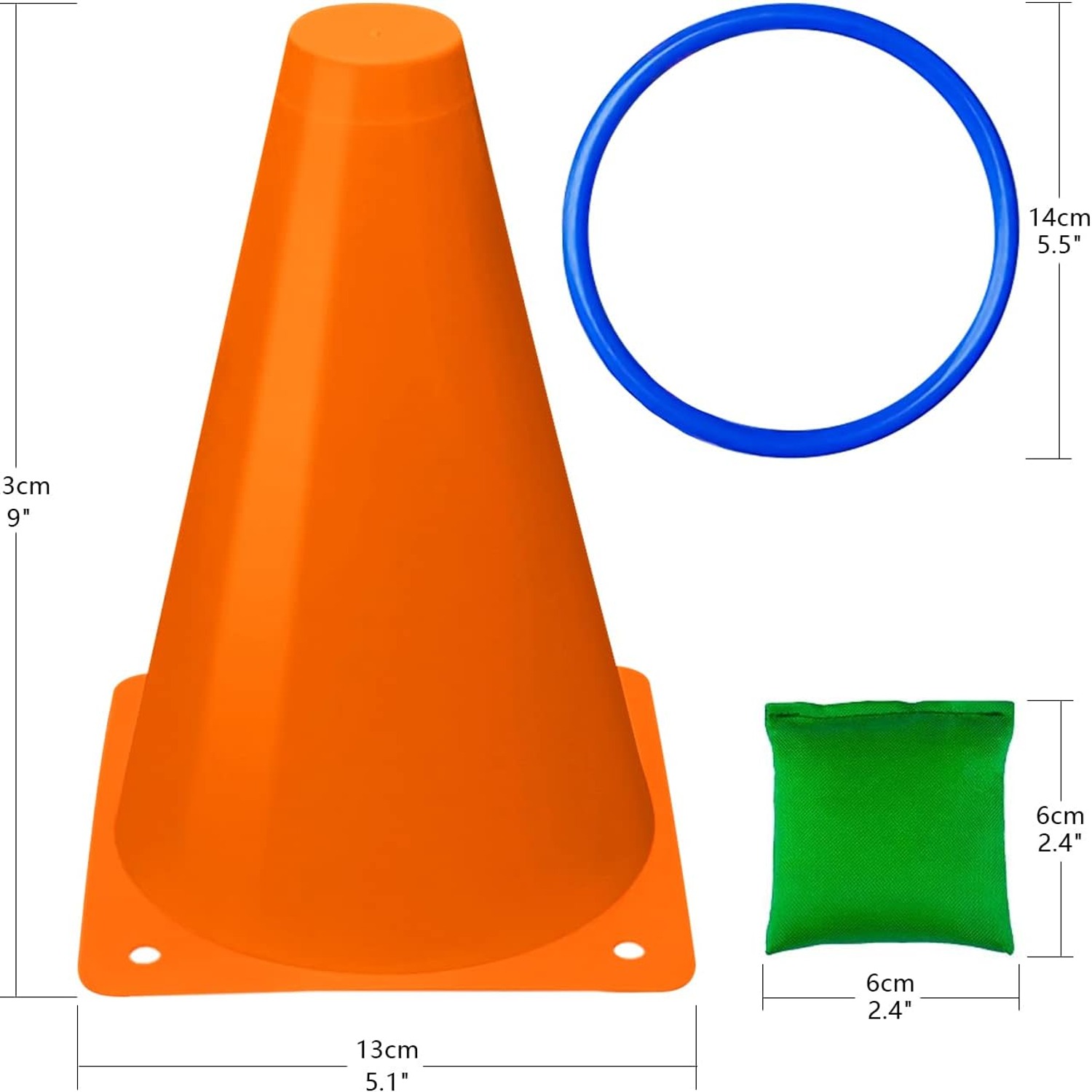 3 in 1 Carnival Games Set with Cones, Rings and Bean Bags
