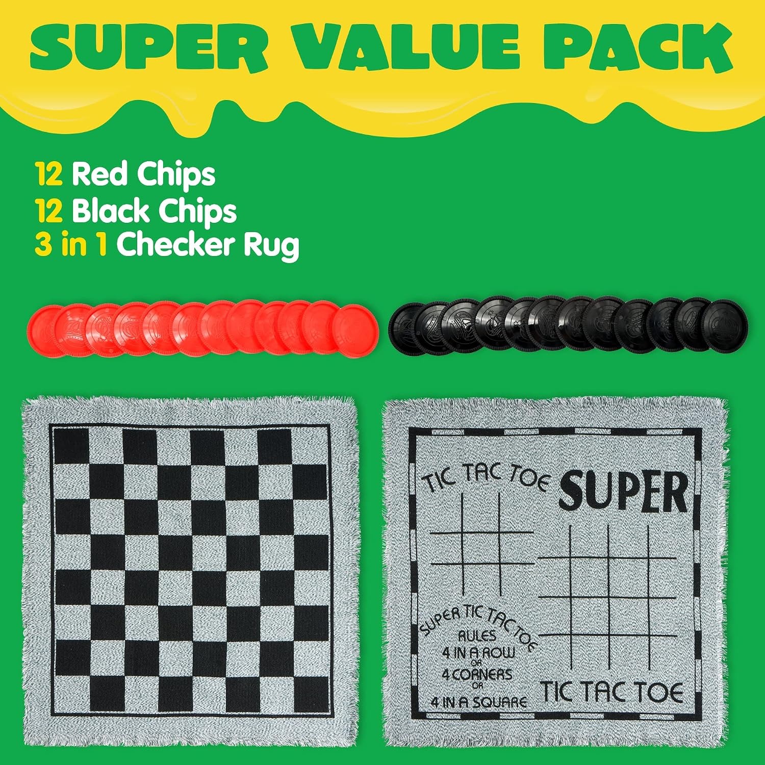 Giant Checkers and Tic Tac Toe Lawn Game Set