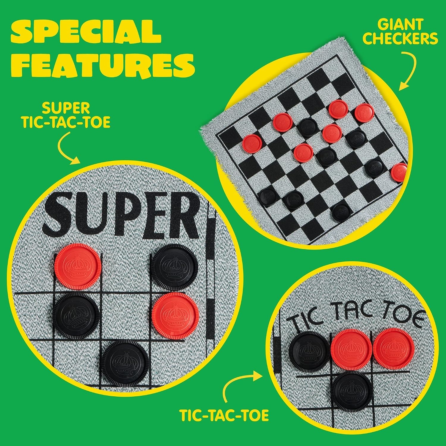 Giant Checkers and Tic Tac Toe Lawn Game Set