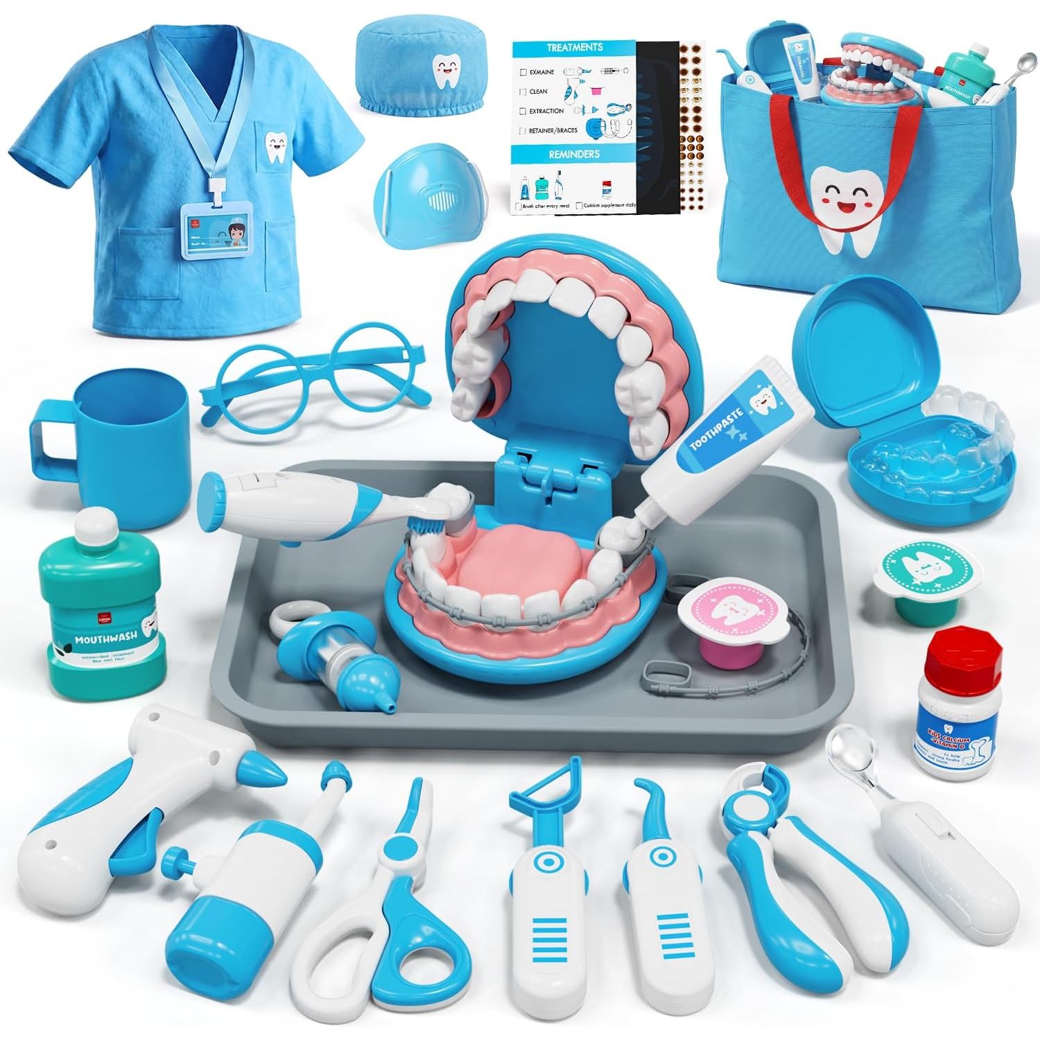 Kids Dentist Play Set 31-Piece Pretend Dental Kit