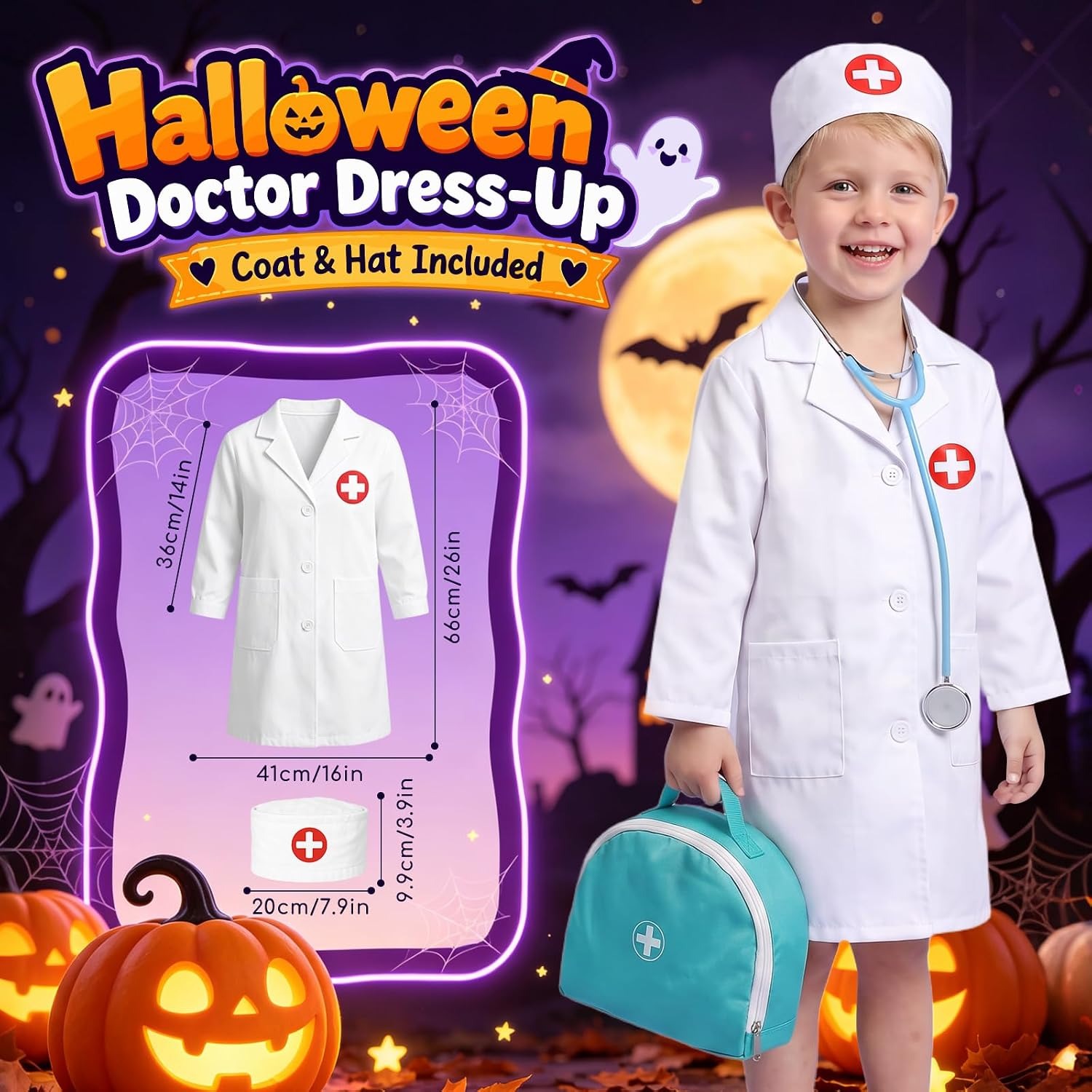 Kids Doctor Case with Coat and Wooden Medical Tools: image 2