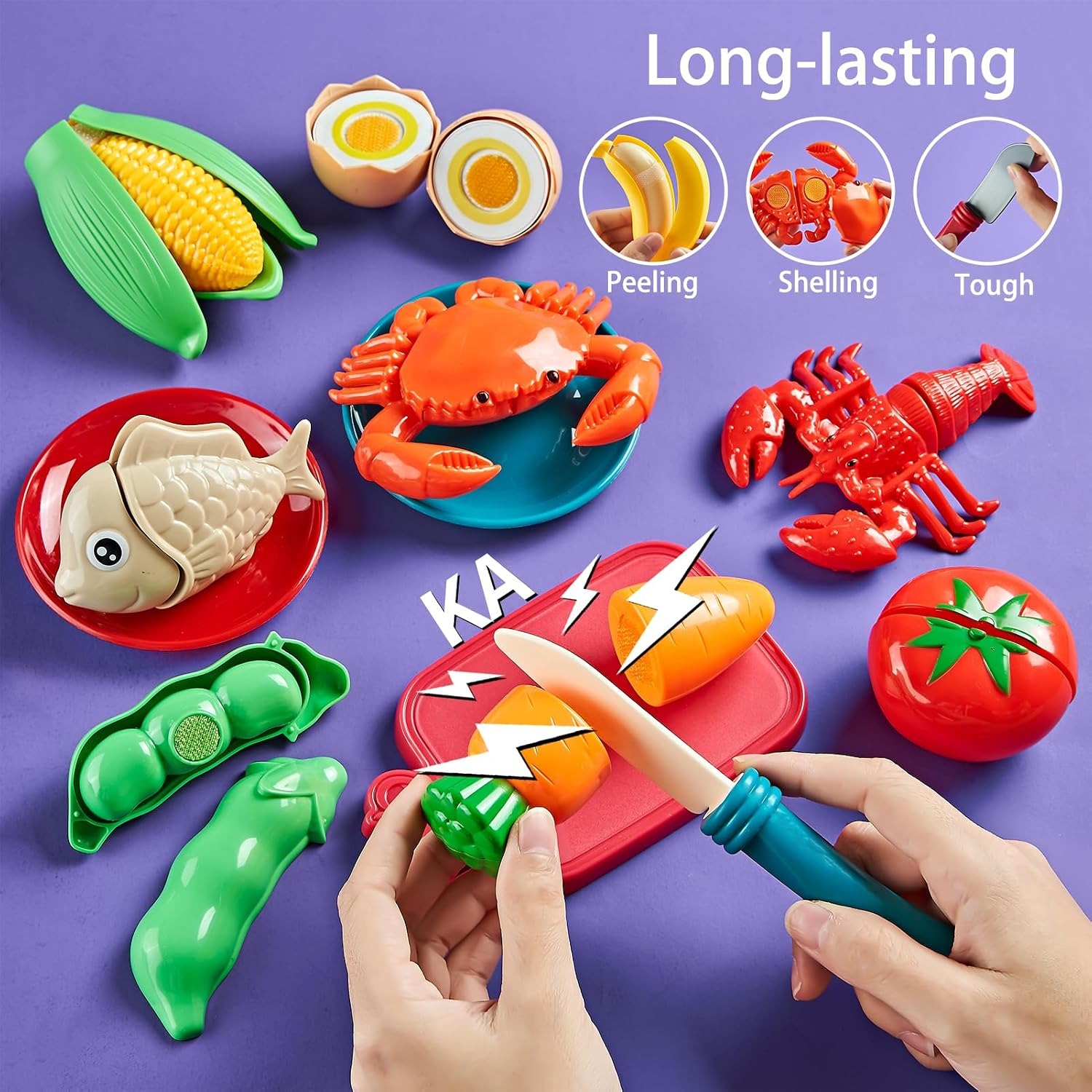 78 Piece Play Food Set with Cutting Fruit, Veggies and Storage Bag