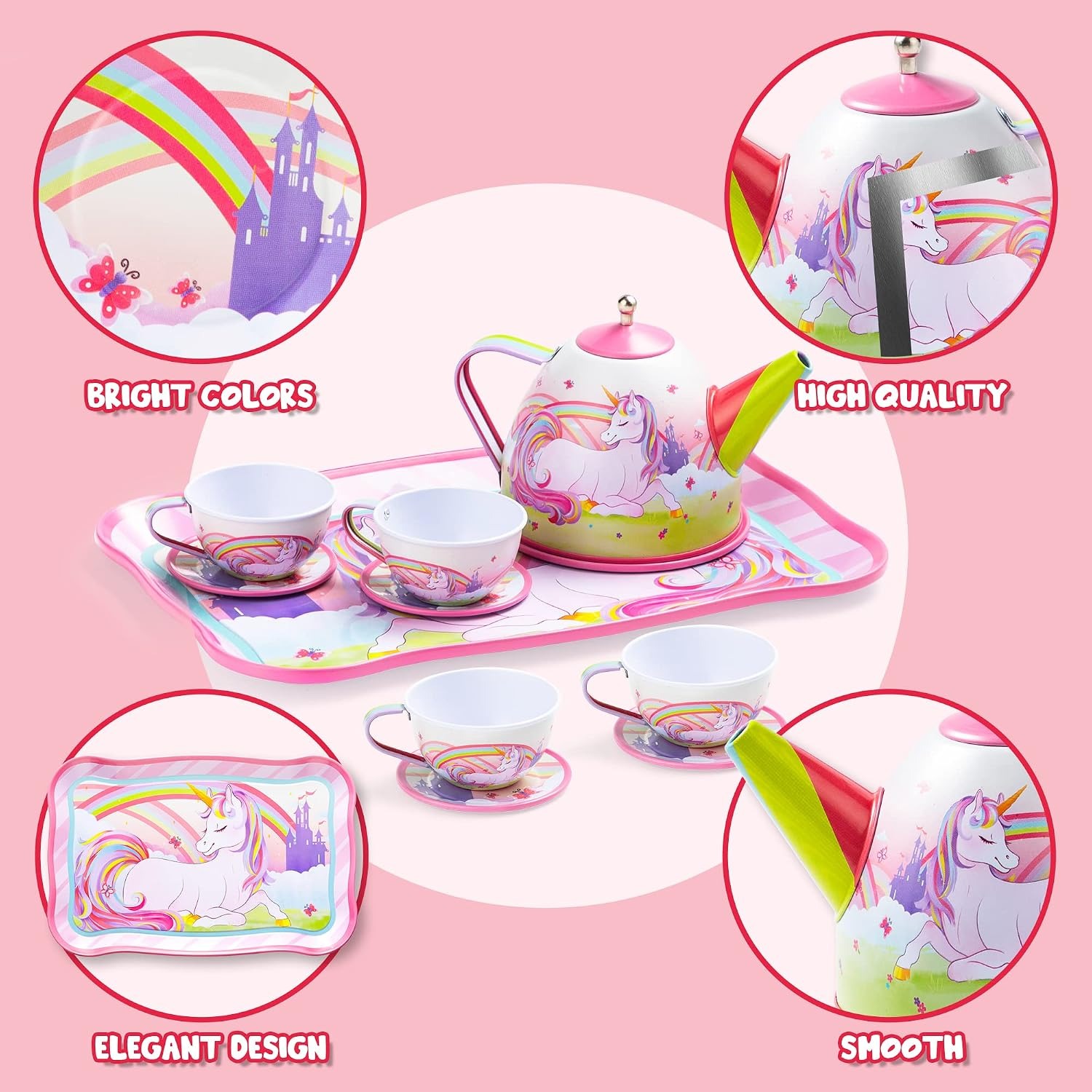 Unicorn Tin Tea Party Set for Kids: image 3