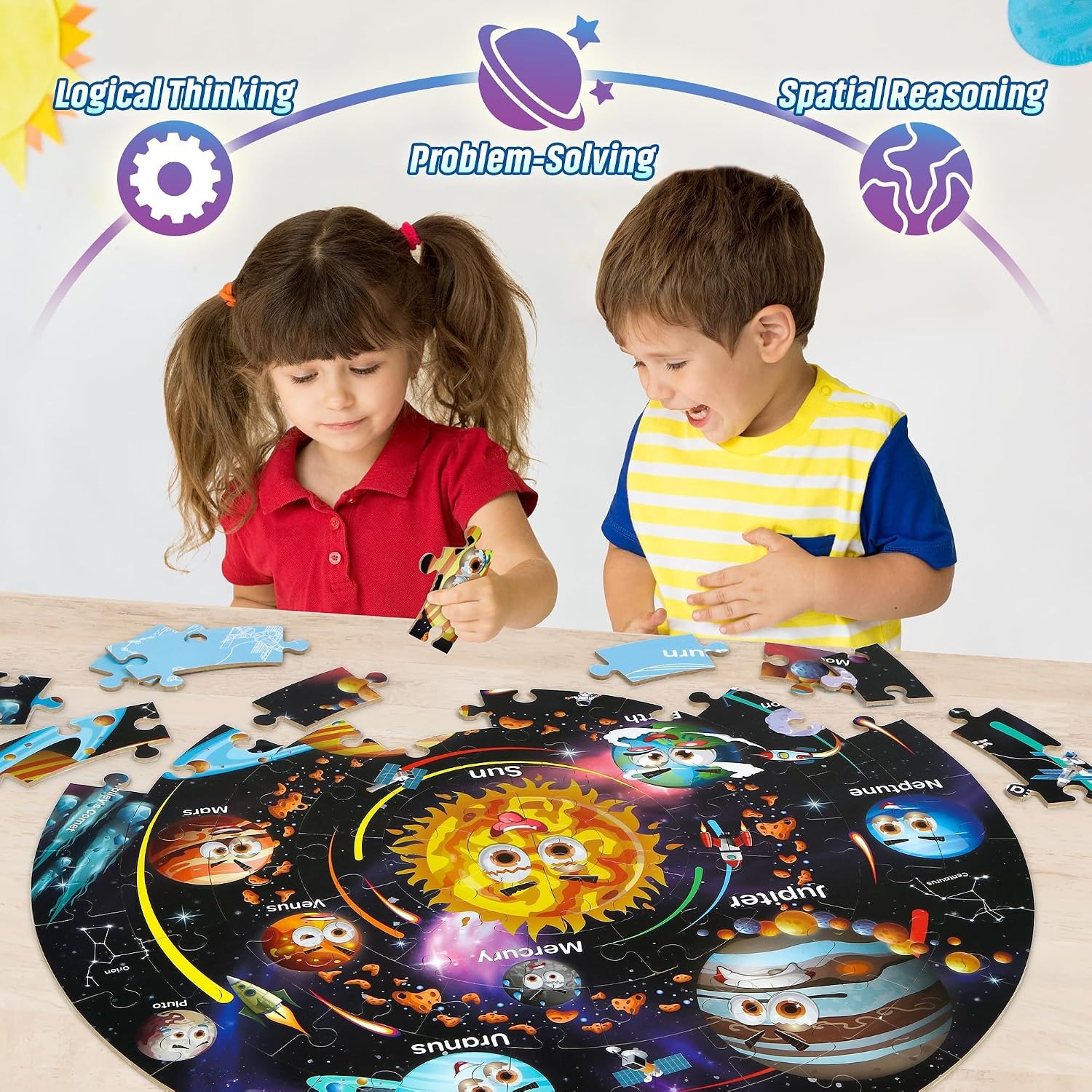 Solar System Floor Puzzle for Kids, 70 Pieces