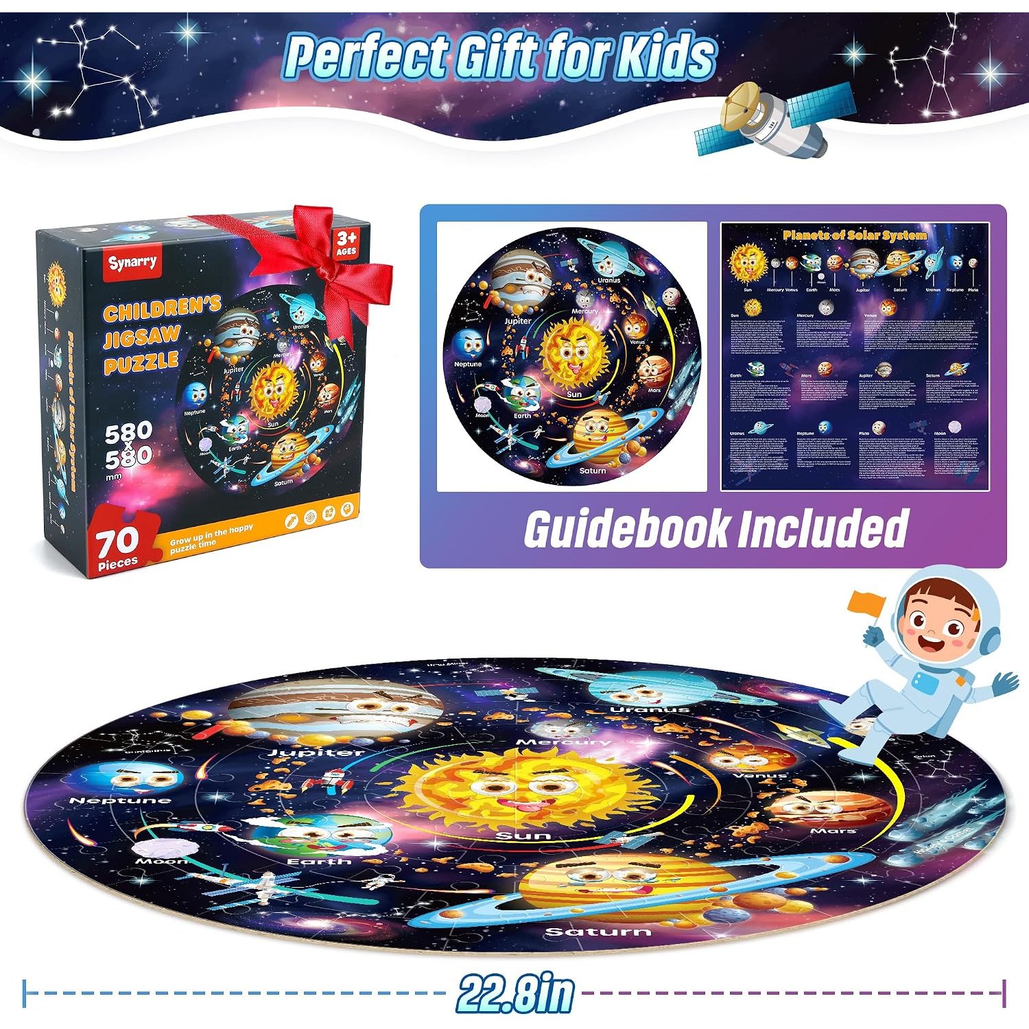 Solar System Floor Puzzle for Kids, 70 Pieces