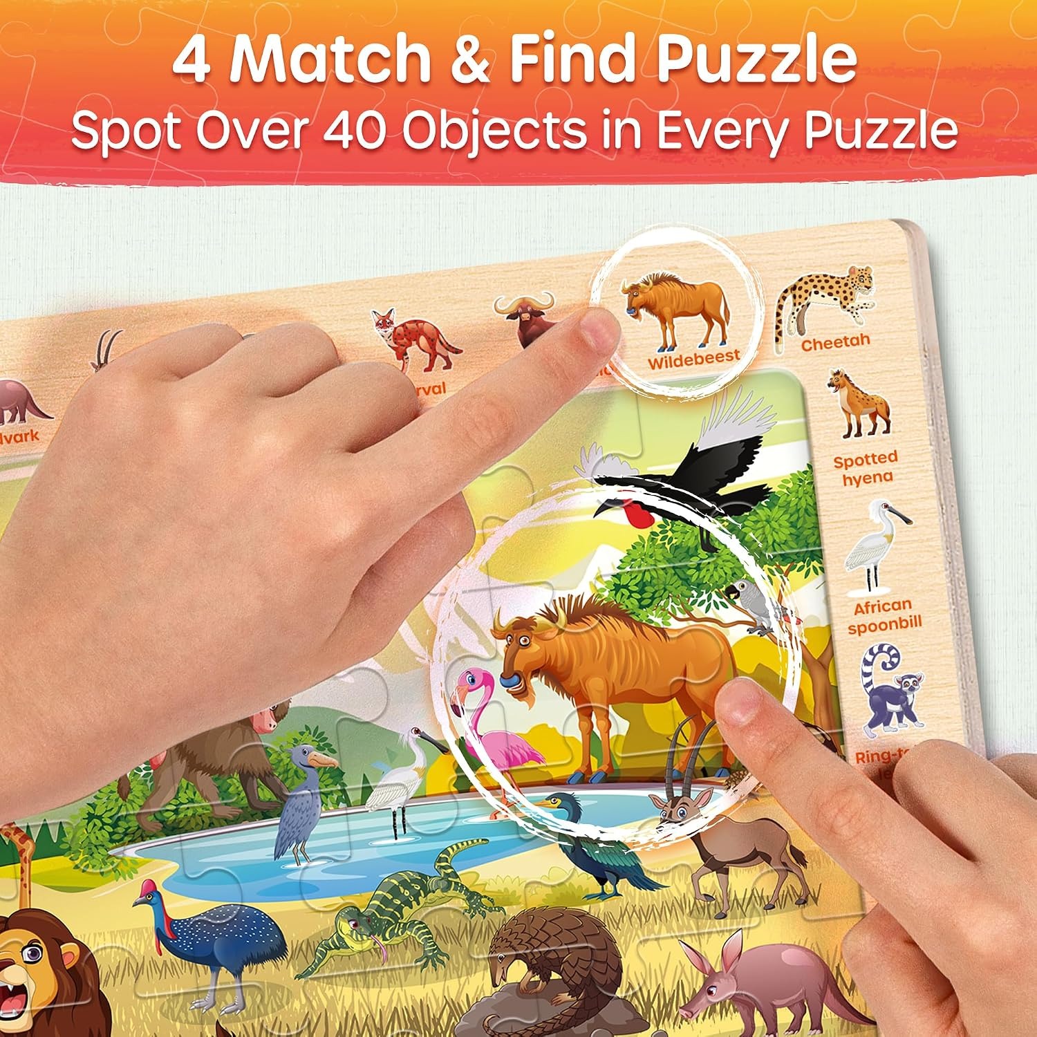 Wooden Animal Puzzles 4 Pack (60 Pieces Each): image 4