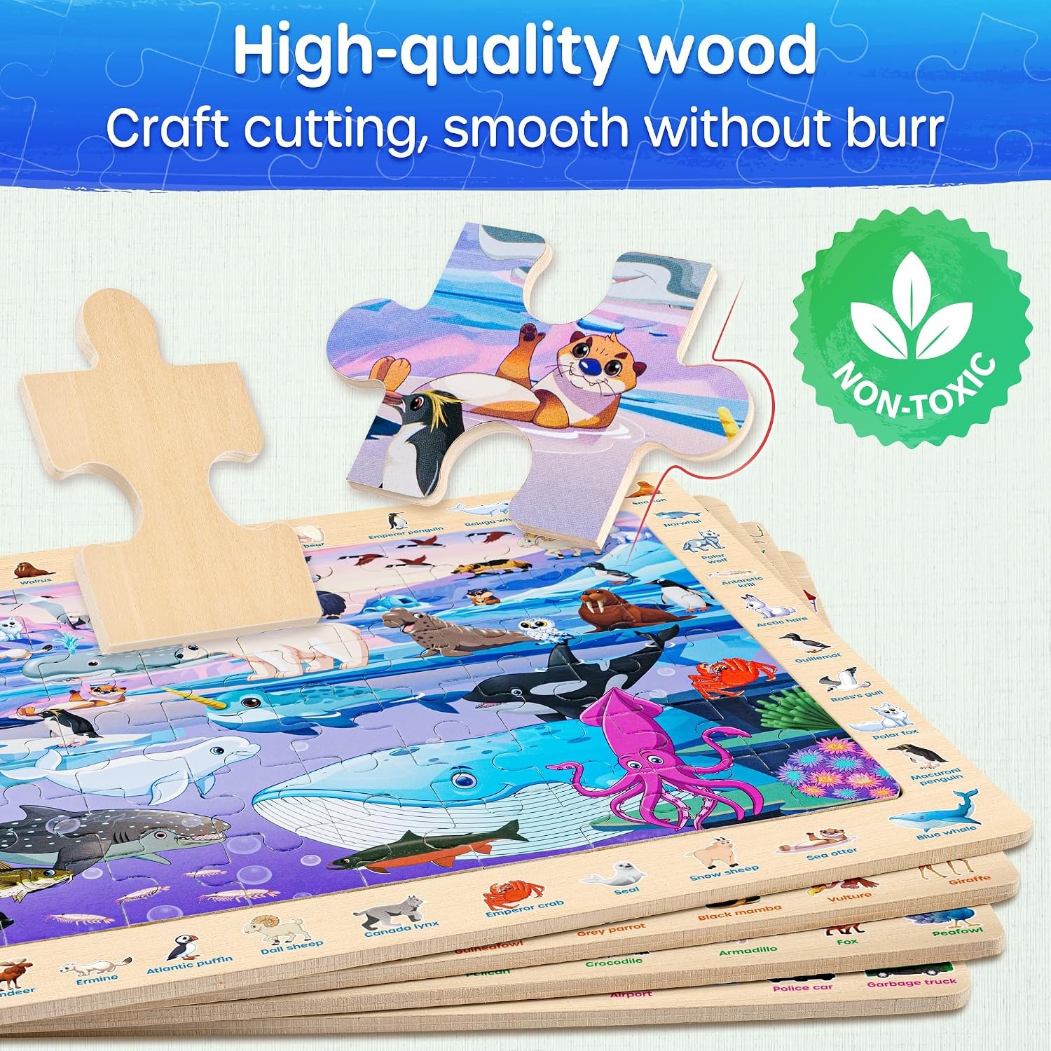 Wooden Animal Puzzles 4 Pack (60 Pieces Each): image 5