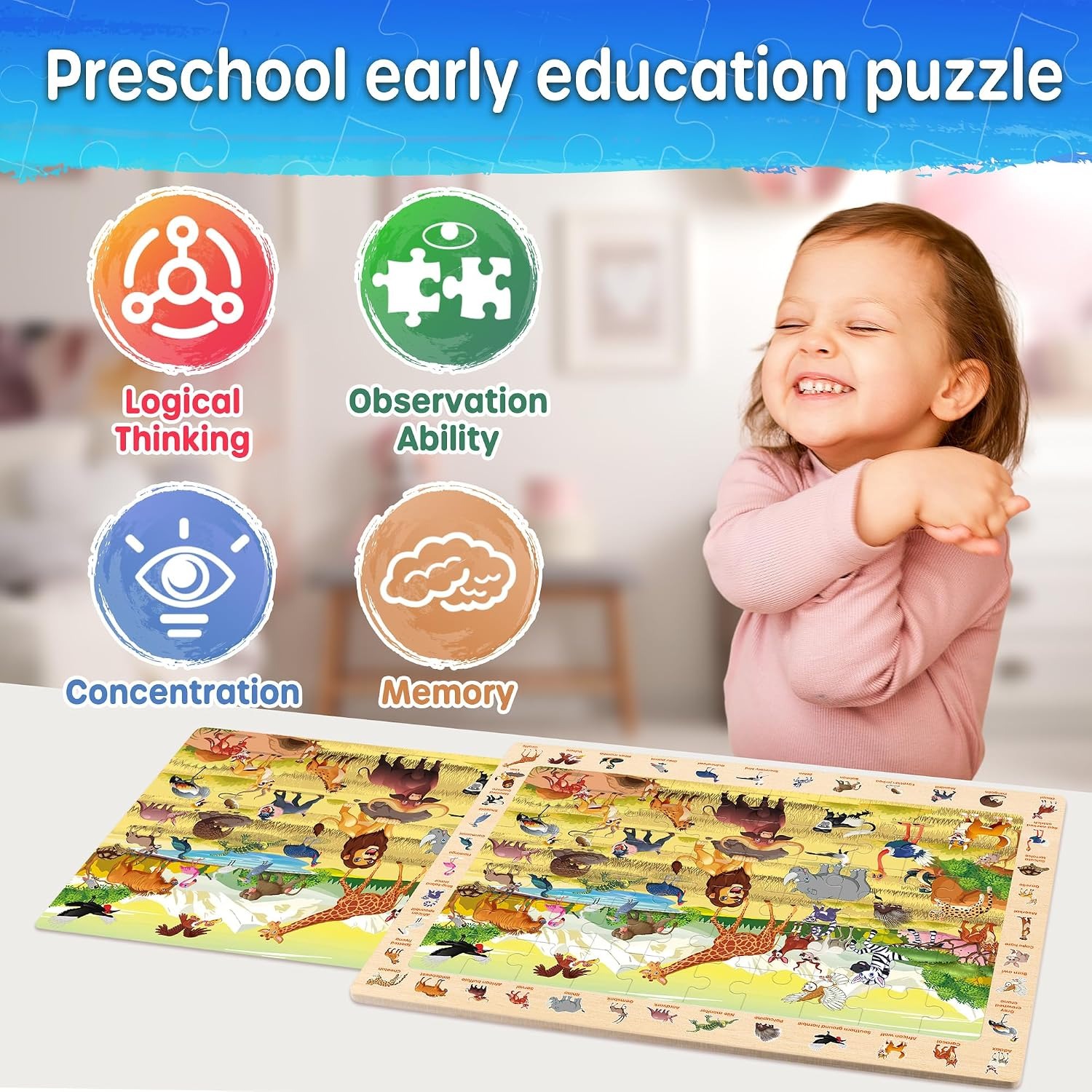 Wooden Animal Puzzles 4 Pack (60 Pieces Each): image 7