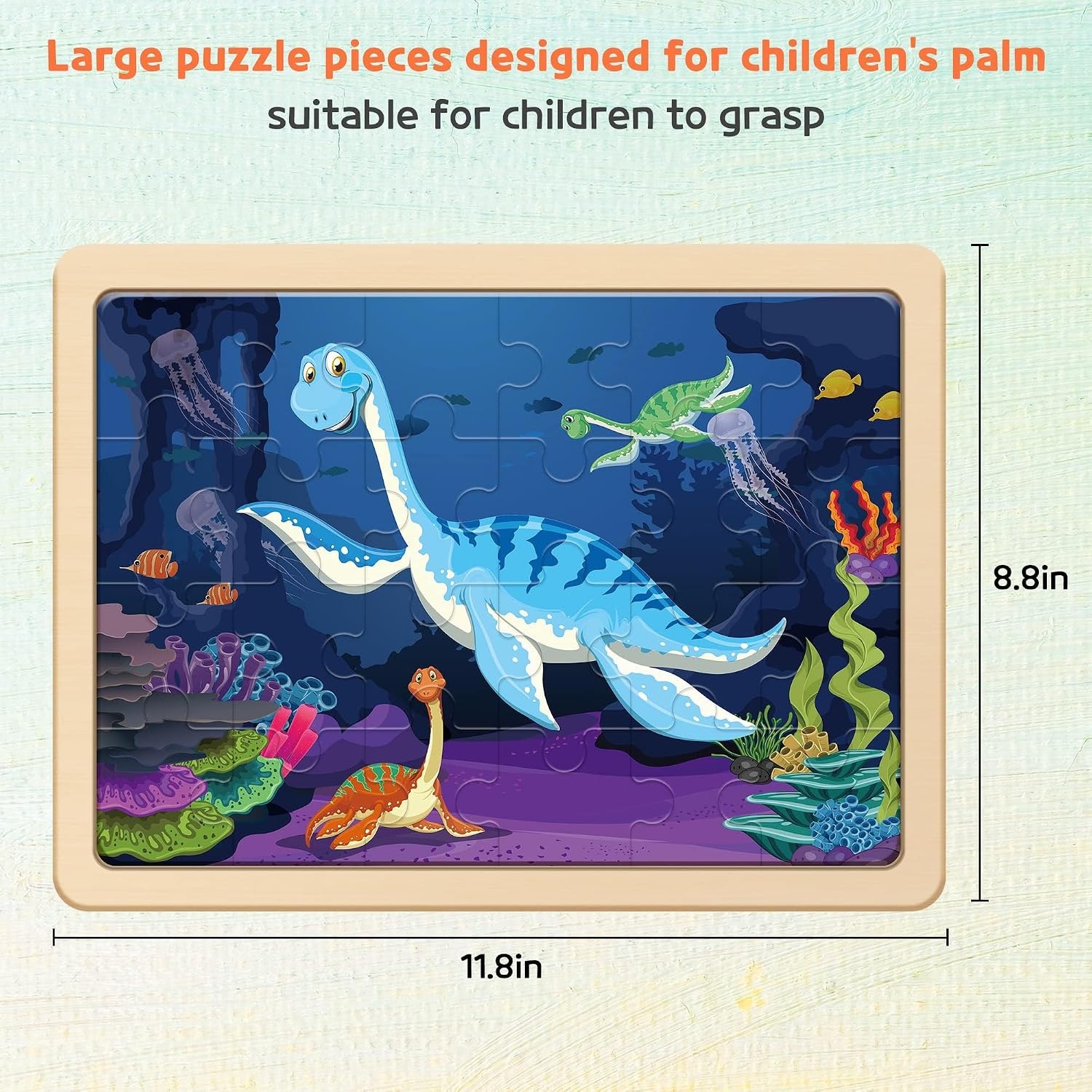 Wooden Dinosaur Puzzles 4-Pack Jigsaw Set for Kids: image 4