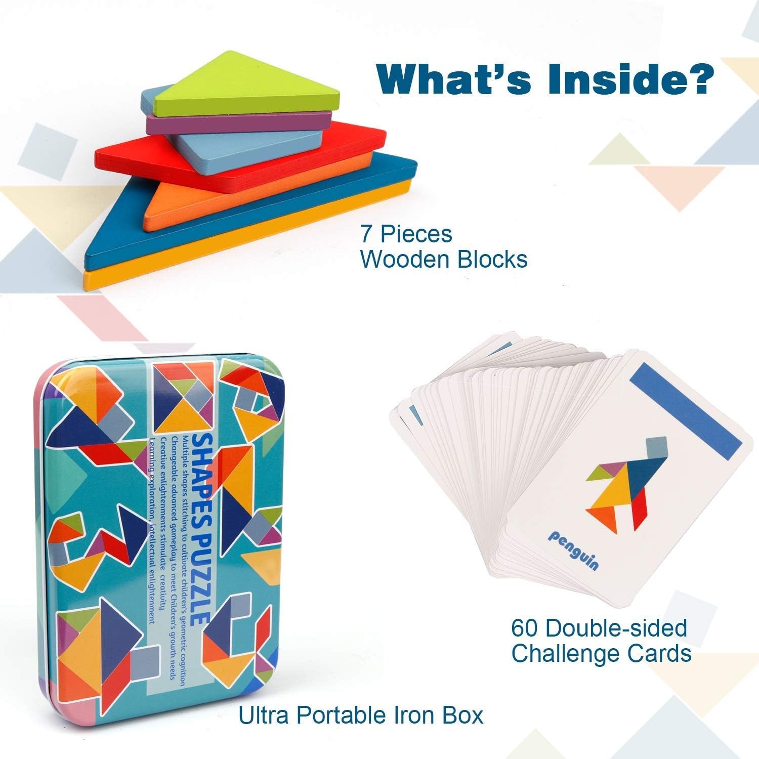 Wooden Tangram Set with 60 Pattern Cards