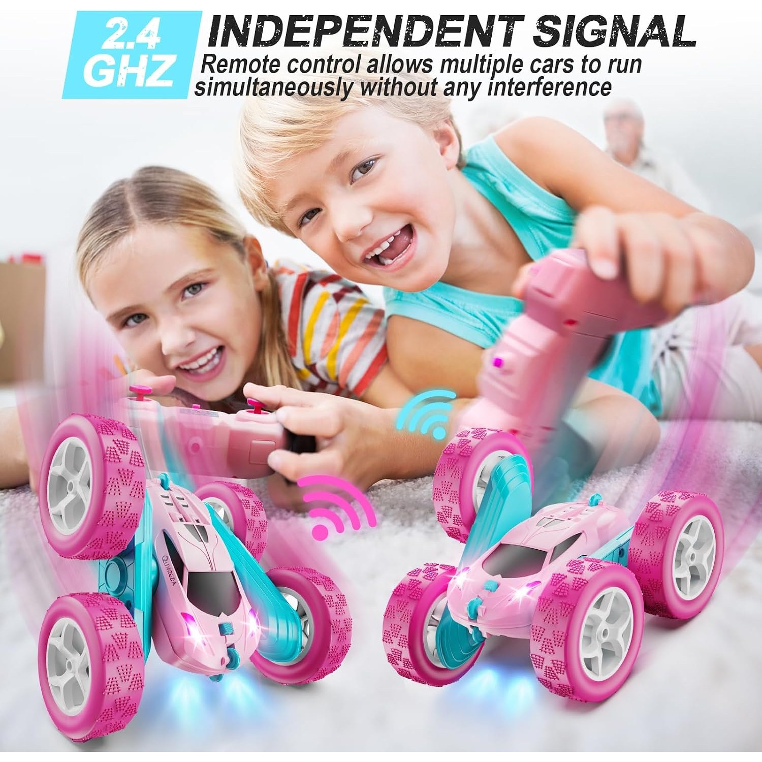 Pink RC Stunt Car with Double-Sided Flip Drive: image 3