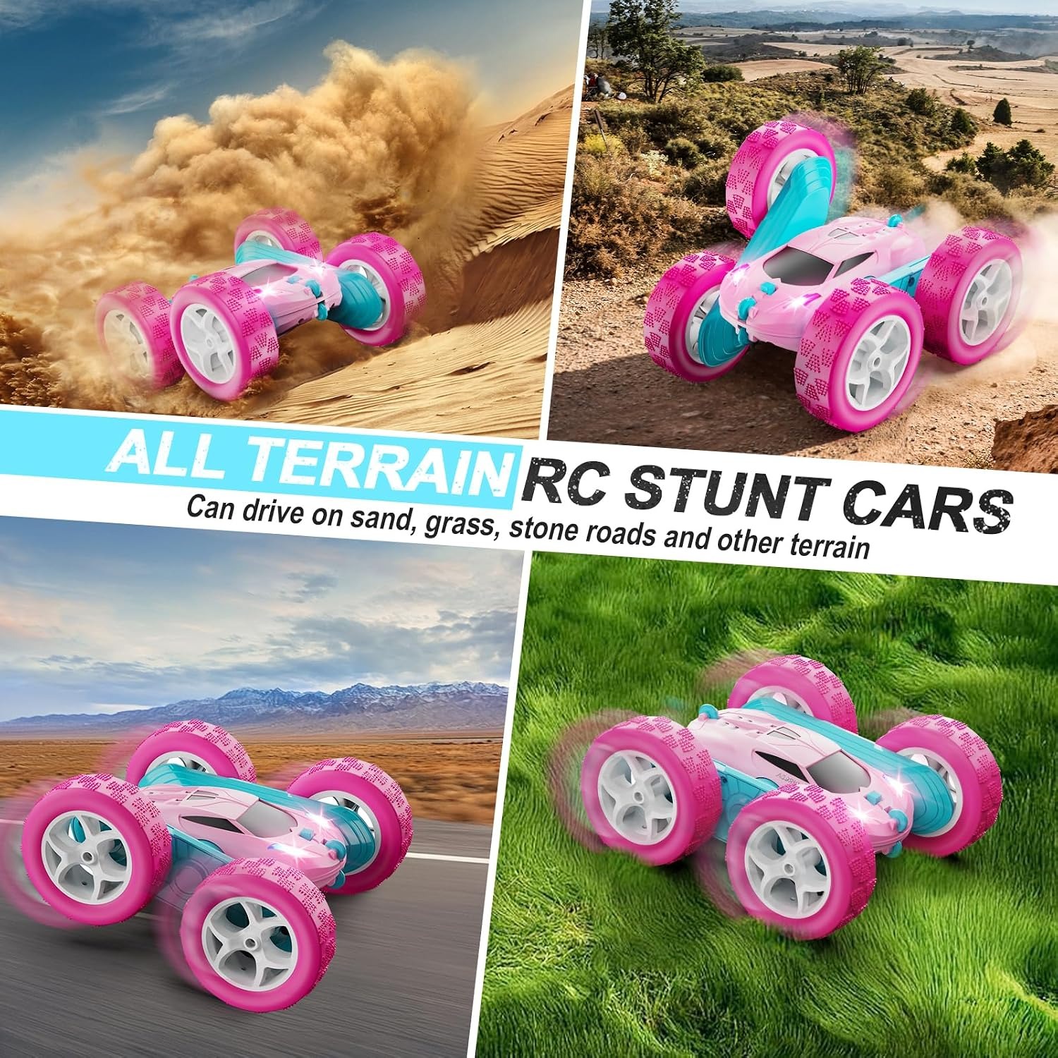 Pink RC Stunt Car with Double-Sided Flip Drive: image 5