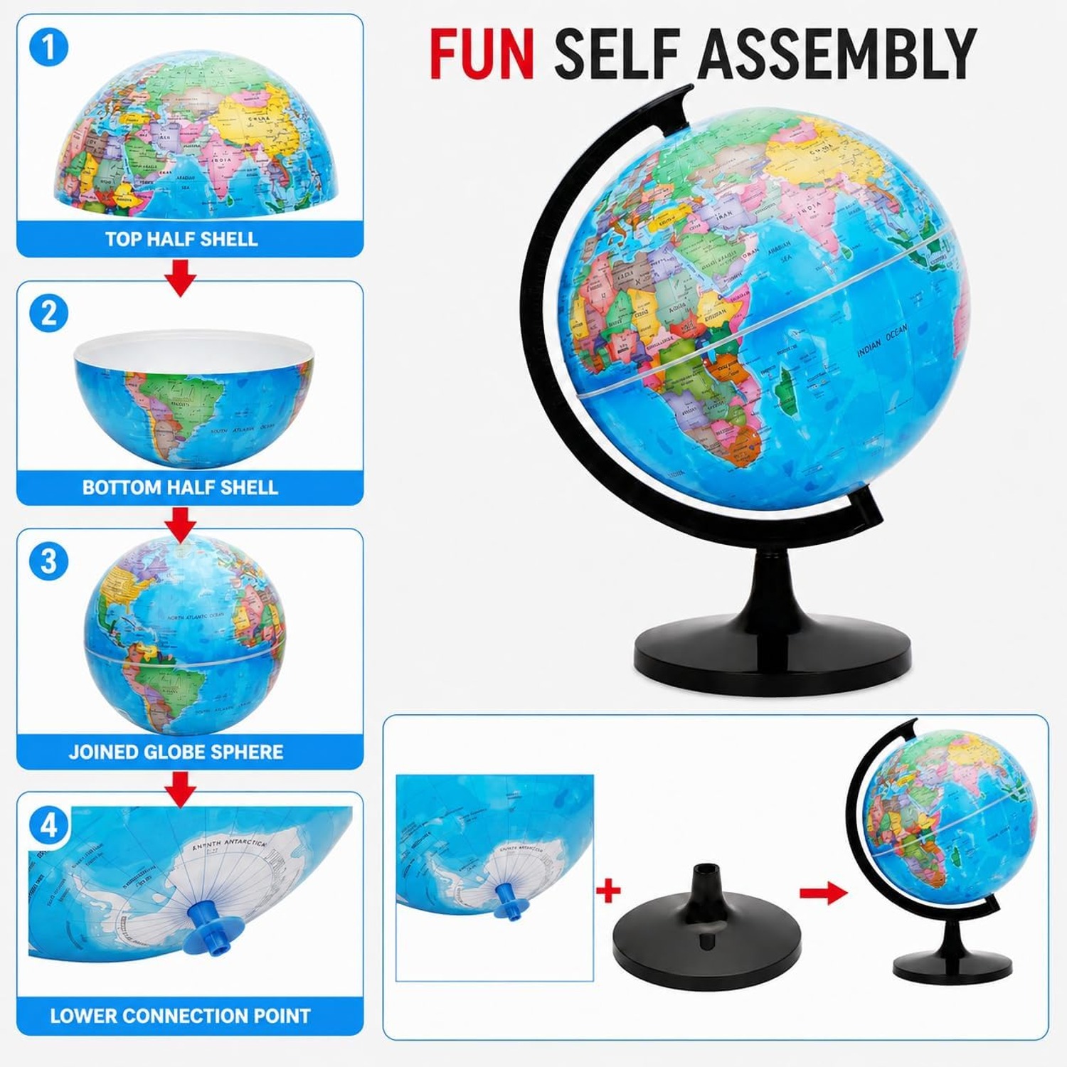 30cm Self-Assembly World Globe: image 4