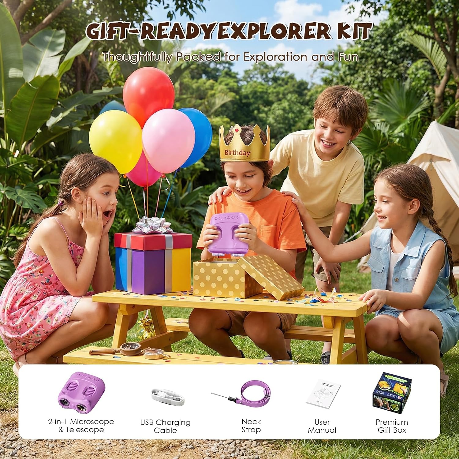 2-in-1 Kids Digital Microscope and Telescope