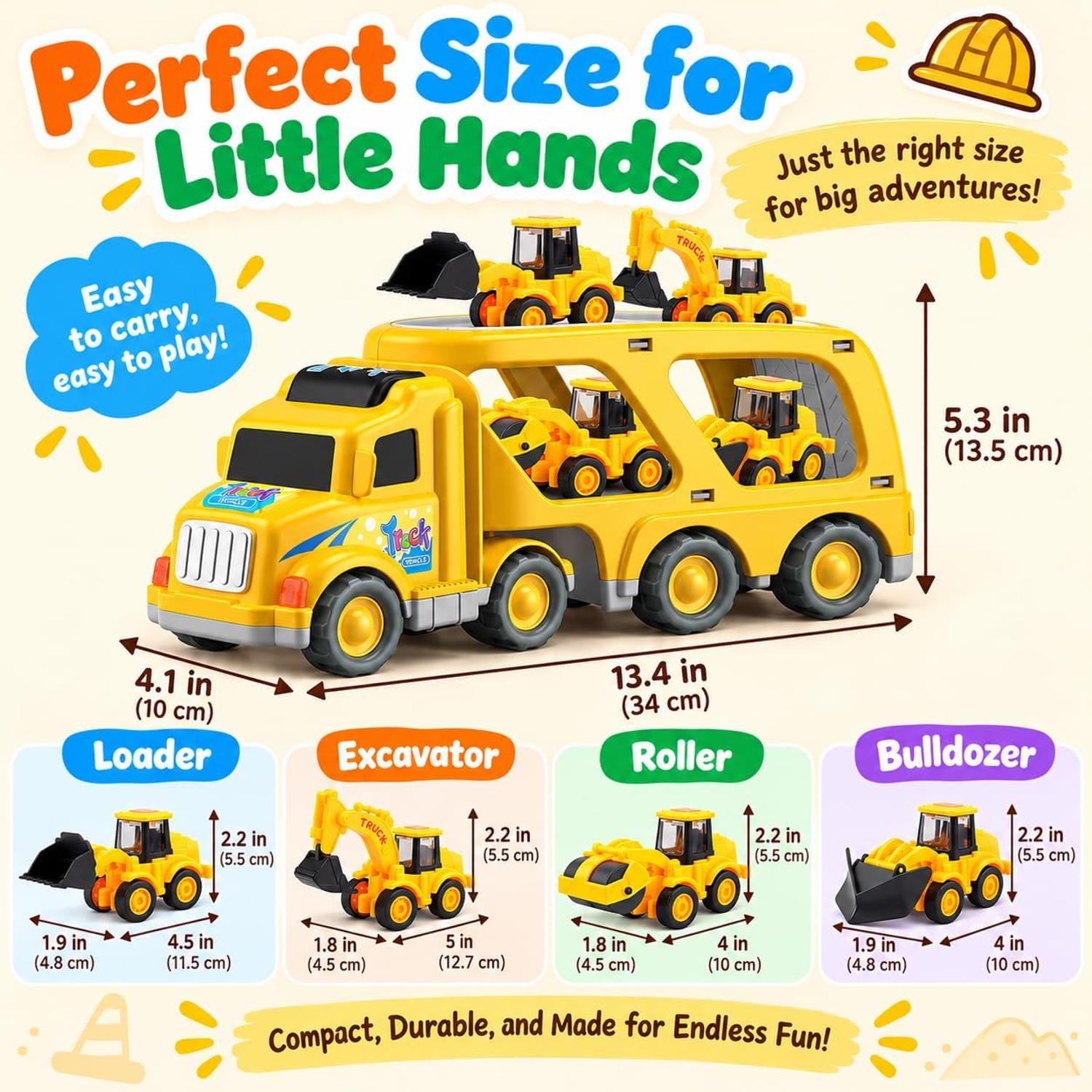 Construction Truck Carrier Set with 6 Mini Vehicles