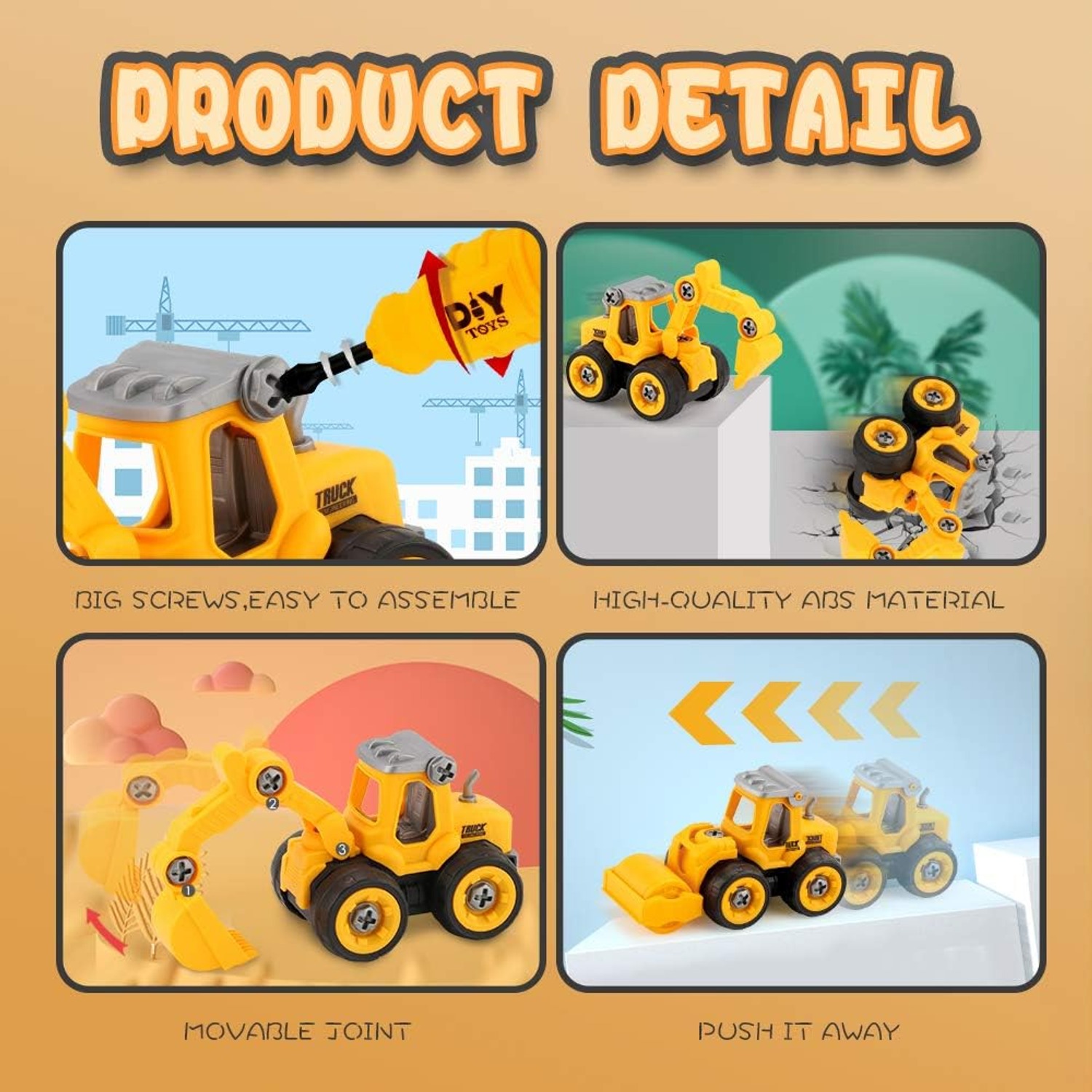 Take Apart Trucks 4 Pack DIY Construction Vehicle Set: image 4
